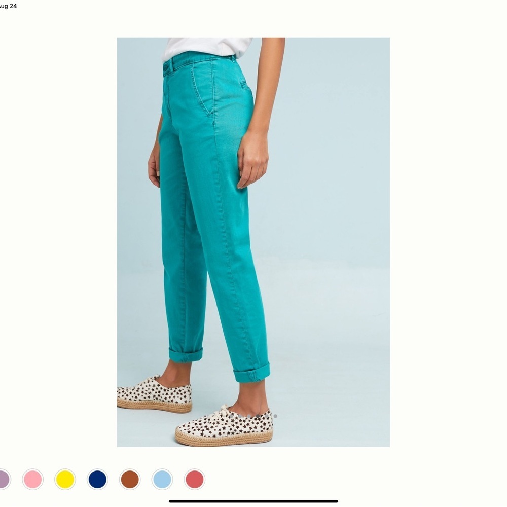 Anthropologie Relaxed chino blue green OOS online size 27 - Picture 2 of 12